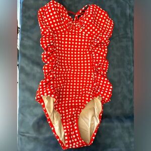 EUC j.crew polka dot swimsuit